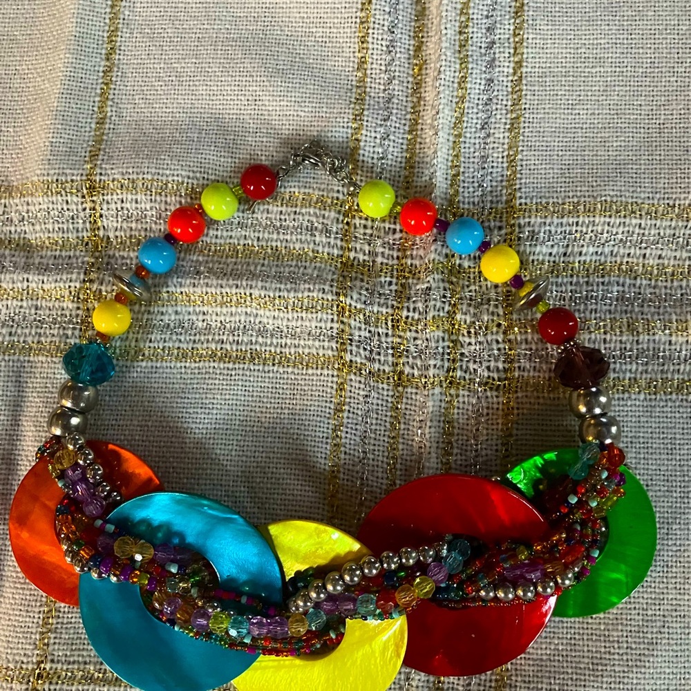 Bib necklace, colorful,  multi color